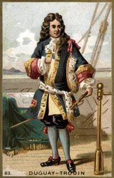 Porträtt av Rene Duguay Trouin (Duguay-Trouin) (Rene Trouin du Gue dit) (1673-1736), fransk sjöman. Kromolitografi av 1800-talet.