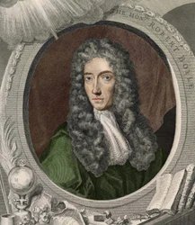 Porträtt av Robert Boyle (1627 - 1691), irländsk fysiker och kemist.