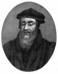Porträtt av Robert I Estienne (1498 - 1559) humanist, förläggare och tryckare.