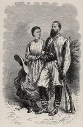 Porträtt av SAMUEL WHITE BAKER (1821-1893) engelsk upptäcktsresande och Lady Florence Baker (1841-1916)