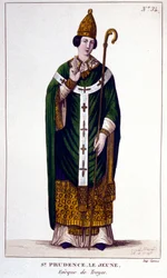 Porträtt av Saint Prudence av Troyes Eveque de Troyes (800-talet).