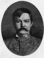 Porträtt av Sir Henry Morton Stanley, pseudonym för John Rowlands (1841-1904), brittisk upptäcktsresande och journalist. Gravyr i "" Le Journal de la jeunesse""