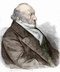 Porträtt av Sir Moses Montefiore (1784-1885) engelsk bankir och filantrop, av italienskt ursprung. gravyr från 1867.