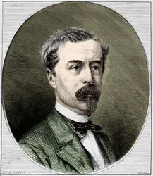 Porträtt av Sir Richard Wallace (1818-1890), engelsk filantrop och konstsamlare. Gravyr från 1872.