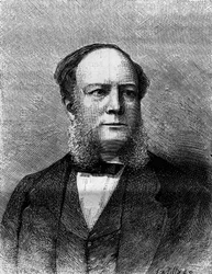 Porträtt av Sir William Siemens (Carl Wilhelm) (1823-1883), engelsk ingenjör och uppfinnare, skapare av processer för tillverkning av stål. Gravyr i "" natur. Revue des sciences et de ses applications aux arts et à l
