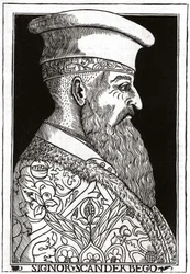 Porträtt av Skanderbeg (eller Scanderbeg) (1403 - 1468), albansk krigsman.