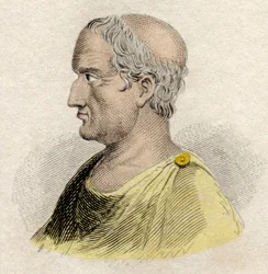 Porträtt av Solon, lagstiftare och poet av Aten (ca 640-ca 588 f.Kr.)”. Gravyr av 1800-talet.