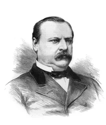 Porträtt av Stephen Grover Cleveland (1837-1908) designat för presidentskapet i den amerikanska republiken av delegaterna från staterna. Gravyr i "" Le Monde Illustré""