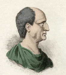 Porträtt av Themistokles (grekiska Themistokles), statsman och atensk general (525-460 f.Kr.). Gravyr av 1800-talet.