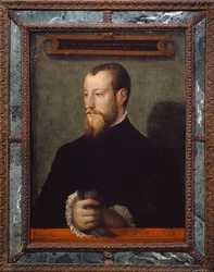 Porträtt av Theodore Beza eller Theodore de Beze (1519-1605) vid 24 års ålder, fransk teolog, målning av anonym målare