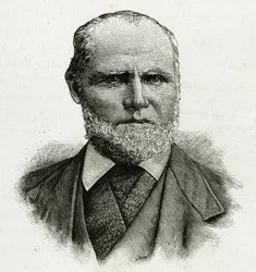 Porträtt av William Dunbar, glaciärpilot för La Jeannettes besättning, för uppdraget till nordpolen. Gravyr för att illustrera "Le voyage de la Jeannette""
