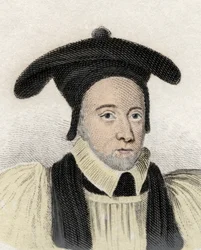 Porträtt av William Juxon (1582-1663), engelsk kyrklig och arkaisk Cantorbery. Gravyr av 1800-talet.