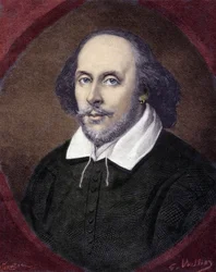 Porträtt av William Shakespeare (1564-1616), engelsk dramatiker.