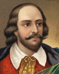 Porträtt av William Shakespeare (1564-1616), engelsk författare. Kromolitografi i slutet av 1800-talet.