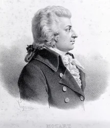 Porträtt av Wolfgang Amadeus Mozart (1756 - 1791).