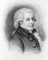 Porträtt av Wolfgang Amadeus Mozart (1756 - 1791).