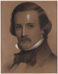 Porträtt av en gentleman, ca 1850 (Kol och krita på papper)