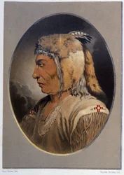 Portrait of an Indian: Man-Ce-Muckt - i "" Wandering of an artist among the indians of north america"" av Paul Kane, Longmans & Roberts, London