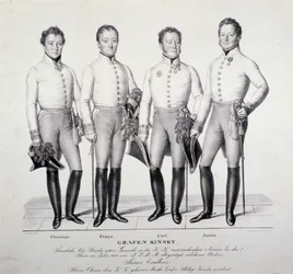 Porträtt av prinsar av familjen Kinsky från Böhmen: Christian, Franz, Carl och Anton ( Litografi