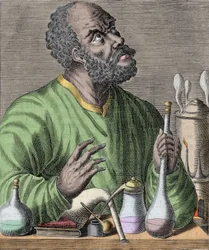 Porträtt av den arabiske kemisten Jaber (Jabir Ibn Hayyan) Jabir Ibn Hayyan (621-6).