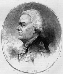 Porträtt av greven av Grasse (Francois Joseph Paul, Marquis de Grasse Tilly) (1722-1788), fransk amiral som deltog i det amerikanska frihetskriget (1775-1783). Gravyr från 1881.