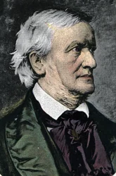 Porträtt av den tyske kompositören Richard Wagner (1813-1883) Kromolitografi från tidigt 1900-tal