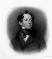 Porträtt av den irländske poeten Thomas Moore (eller Thomas More) (1779-1852). Gravyr från 1800-talet