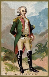 Porträtt av markisen de Lafayette (Lafayette) (1757 - 1834). Kromolitografi från slutet av 1800-talet.
