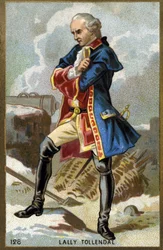 Porträtt av markisen av Thomas Arthur, baron de Tollendal, jarl av Lally (1702 - 1766), fransk general av irländskt ursprung. Kromolitografi från slutet av 1800-talet.