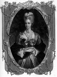 Porträtt av markisin av Boufflers Marie Francoise Catherine de Beauvau Craon (1711-1787) - Gravyr från 1862 i "" Världens drottningar"" av våra första författare - Publicerad under ledning av JGD Armandaud