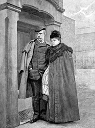 Porträtt av den norske upptäcktsresanden Fridtjof Nansen (1861-1930), vetenskapsman och diplomat, med sin fru.