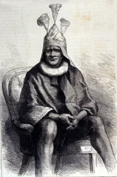 Porträtt av zulukungen Cetshwayo (eller Cetawayo, Cetewayo, Cetywajo, Ketchwayo) (1826-1884) Gravyr från 1800-talet