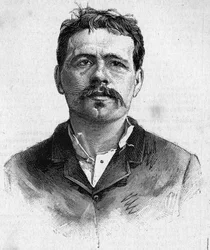 Porträtt av anarkisten François KOENIGSTEIN, känd som RAVACHOL (från hans mors namn) (1859 - 1892).