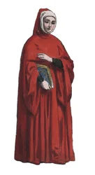 Porträtt av poeten Francesco Petrarca, kallad Petrarca (1304-1374) - gravyr ur ”Usi e costumi di tutti i popoli dell