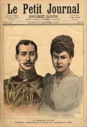 Porträtt i samband med tillkännagivandet av deras äktenskap, av prins Albert Victor, hertig av Clarence och Avondale med Mary of Teck, Le Petit Journal, 1892-01-09
