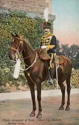 Prins Alexander av Teck på hästryggen, ca 1905 (vykort)