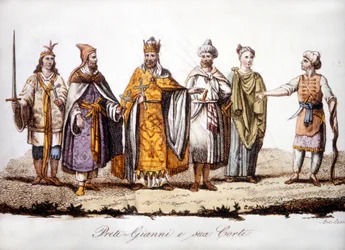 Pritre Jean och hans hov. Gravyr sd tidigt 1800-tal.