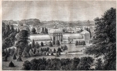 Offentlig trädgård i Bordeaux - Jardin public - Bordeaux - gravyr omkring 1867