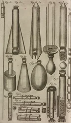 Pyrotekniska raketer och instrument, gravyr från Grand Art d