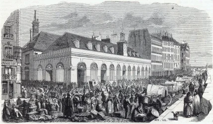 Quai des Augustins: Walk of the Valley - Gravyr i "" Tableau-de-Paris"" av Edmond Texier