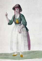 Quaker kvinna - teckning, deb. 1800-talet