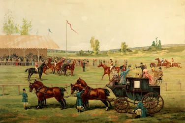 Race fält. Färgkromolitografi sent 1800-tal. Paris, Dekorativ konst