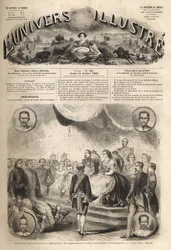 Mottagande av siamesiska ambassadörer av kejsar Napoleon III och kejsarinnan Eugenie vid slottet Fontainebleau, 27 juni 1861 - "Reception des ambassadeurs du Siam par Napoleon III et l