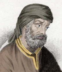 Representation av Quintus Septimus Florens Tertullianus känd som Tertullianus (ca. 150/160- ca. 230/240) teolog och kyrkans fader. Gravyr av 1800-talet.