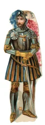 Representation av riddaren Pierre Terrail, Lord of Bayard (1476-1524) Kromolitografi, sent 1800-tal.