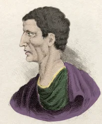Representation av den romerske politikern Lucius Cornelius Sulla (ordförande eller ordförande) (138-68 f.Kr.). Gravyr av 1800-talet.