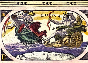 Representation av månen. 1600-talsgravyr.