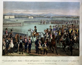 Genomgång av Napoleons italienska och polska milis på Montechiarofältet, 10 juni