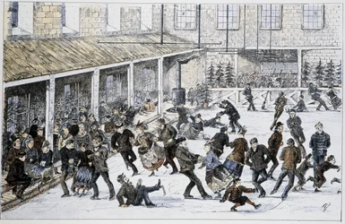 Rink i Halifax, Nova Scotia - i "" Skisser över kanadensisk sport och tidsfördriv"" av Lieut. Henry Buckton Laurence