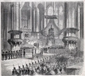 Risorgimento - Firande av Te Deum i Milanos katedral i närvaro av kungar av Italien och Frankrike